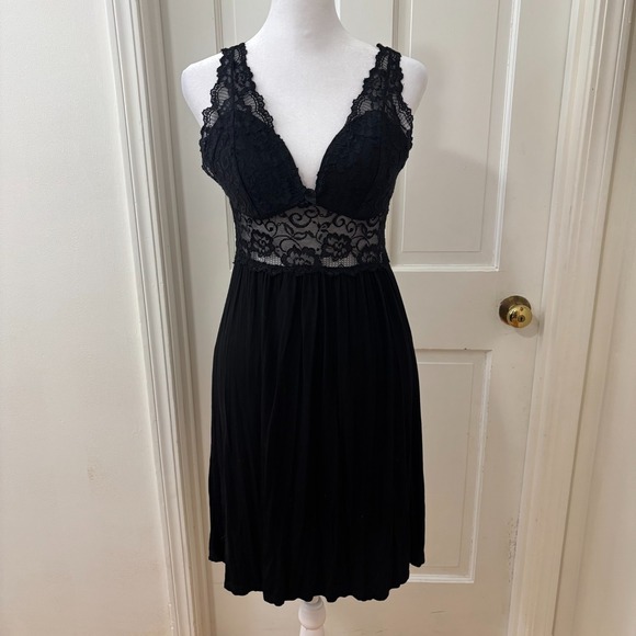 Other - Black Coquette Babydoll Slip Dress Lace Fairy Whimsygoth Witchy Y2K Sheer Sz M